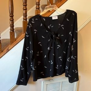 Everly Black Feather Design Top